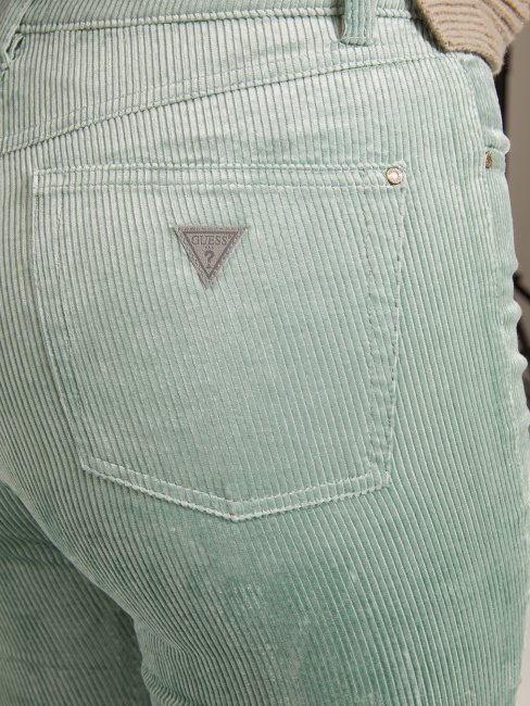 Pantalon En Velours De Coton Mélangé Vert Guess
