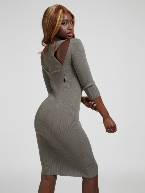 Robe Pull Guess Verte à Découpes