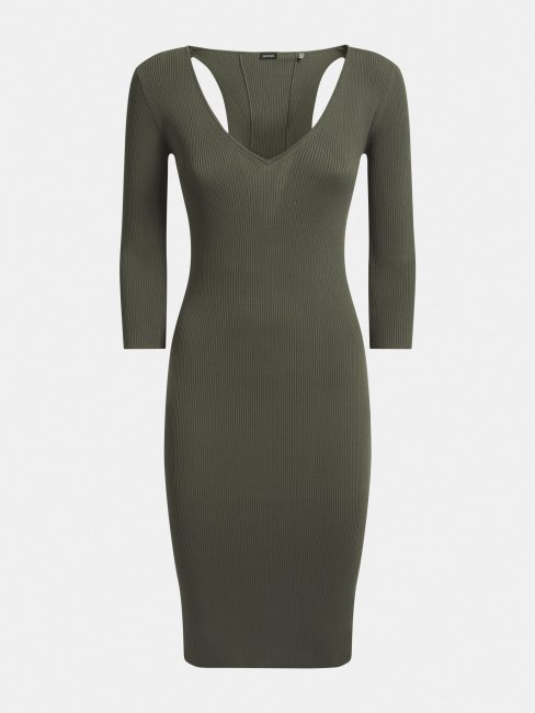 Robe Pull Guess Verte à Découpes