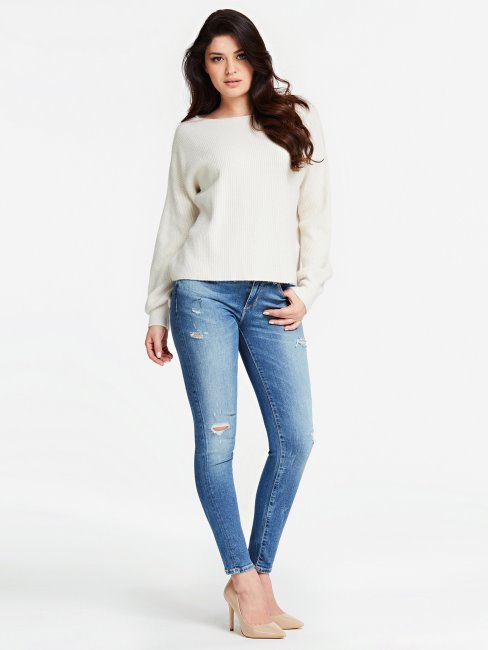 Pull Motif Jacquard Crème Guess