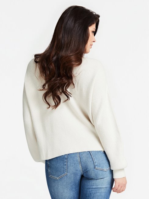 Pull Motif Jacquard Crème Guess