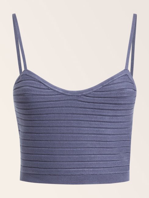 Crop Top Côtelé Bleu Guess