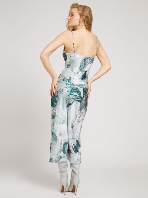 Camaïeu De Bleu Robe Longue En Satin Guess