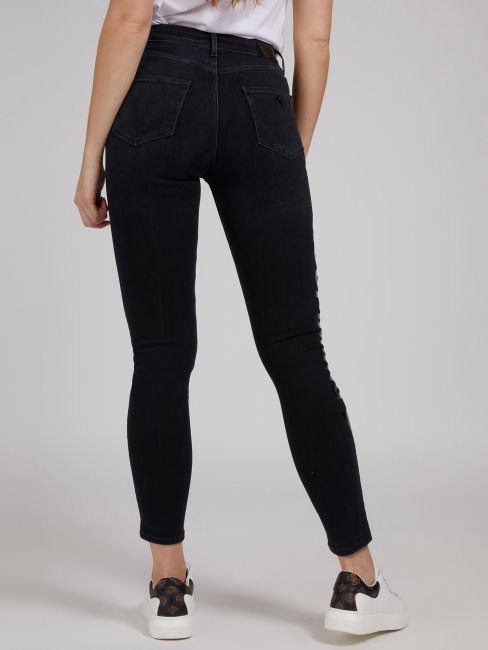 Pantalon Denim Coupe Skinny Imprimé Métallisé Guess Noir