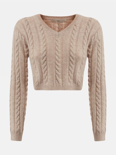 Pull Beige En Laine Mélangée Guess
