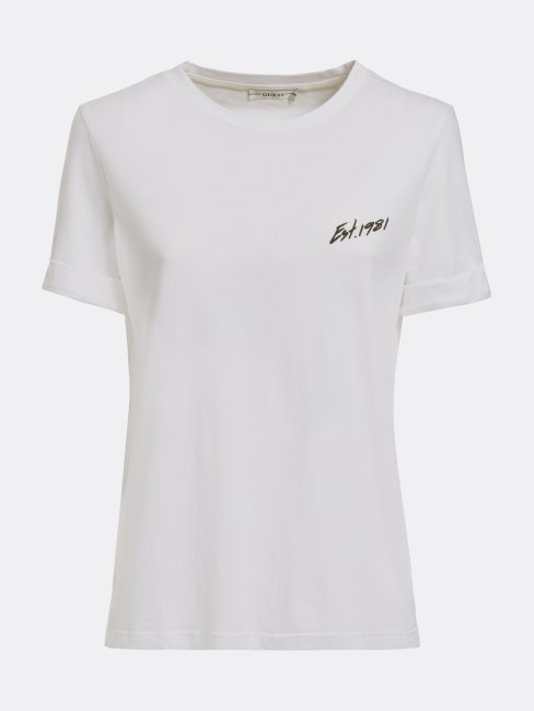 T-shirt Guess Blanc Imprimé Dans Le Dos