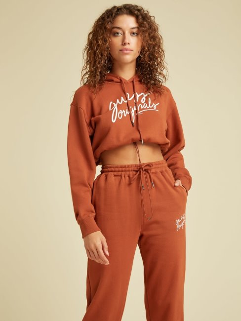Sweat à Capuche Court Rouge Guess