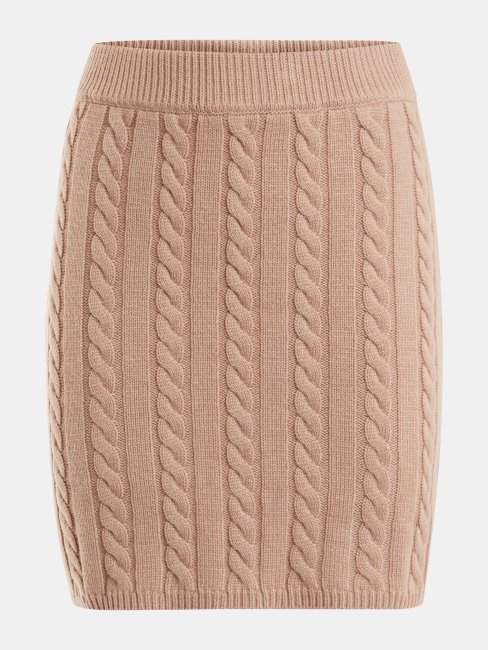 Jupe Beige En Laine Mélangée Guess