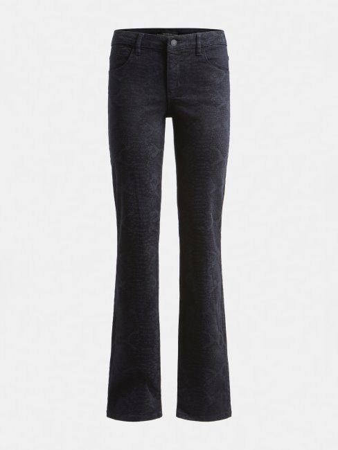 Pantalon Bleu Foncé En Denim Bleu Foncé à Imprimé Animalier Guess