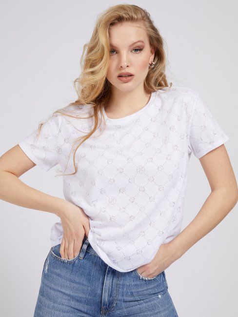 T-shirt Guess Blanc à Logo Intégral