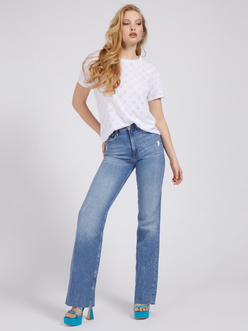 T-shirt Guess Blanc à Logo Intégral