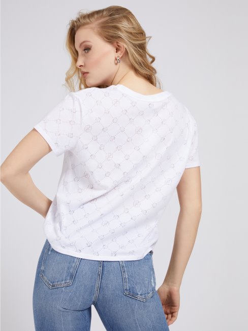 T-shirt Guess Blanc à Logo Intégral