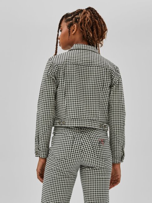 Veste En Jean Slim à Carreaux Noir Multi Guess