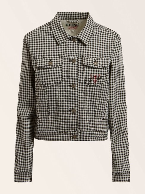 Veste En Jean Slim à Carreaux Noir Multi Guess