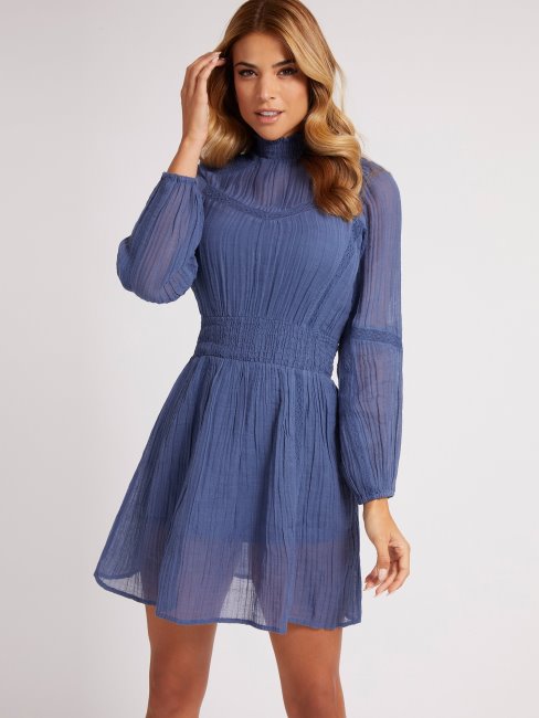 Robe En Coton Mélangé Guess Bleu