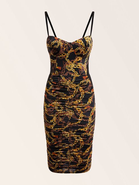 Guess - Robe Noire à Imprimé Chaîne Multi Marciano