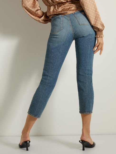 Guess Pantalon Court En Denim Coupe Décontractée Bleu