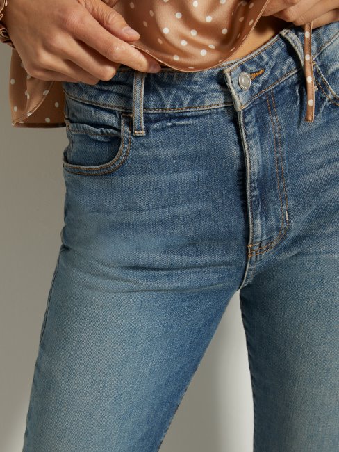 Guess Pantalon Court En Denim Coupe Décontractée Bleu