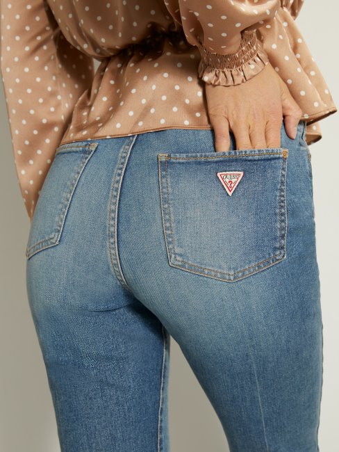 Guess Pantalon Court En Denim Coupe Décontractée Bleu