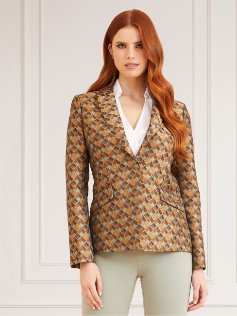 Marciano All Over Print Blazer Multi Beige Guess
