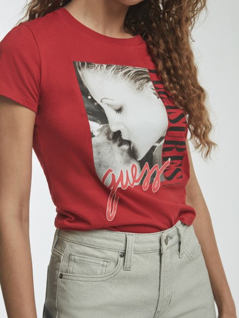 Crop Top Imprimé Placé Rouge Guess