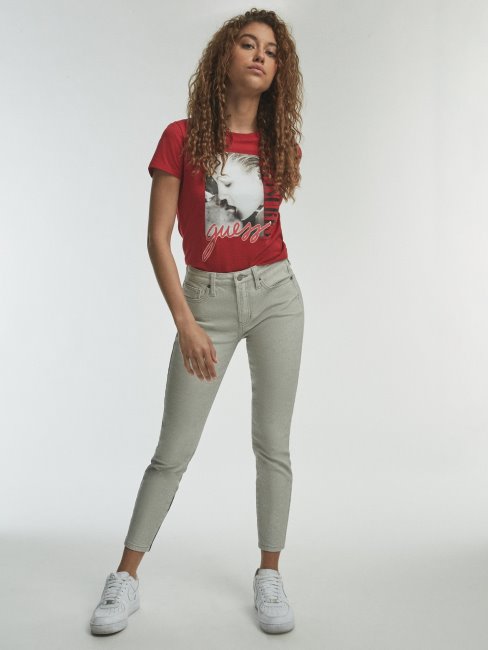 Crop Top Imprimé Placé Rouge Guess