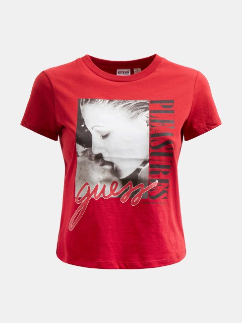 Crop Top Imprimé Placé Rouge Guess