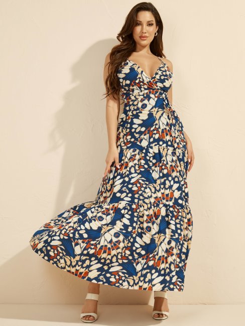 Marciano Robe Longue Imprimée Sur L'ensemble Guess Bleu Multi