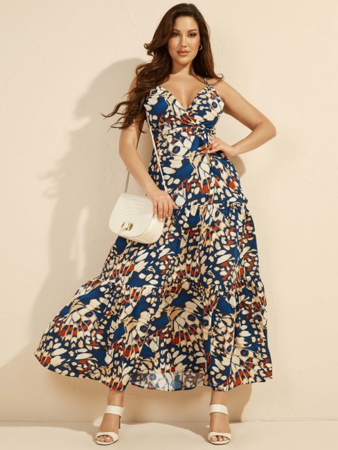 Marciano Robe Longue Imprimée Sur L'ensemble Guess Bleu Multi