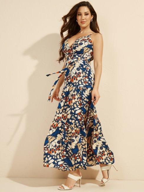 Marciano Robe Longue Imprimée Sur L'ensemble Guess Bleu Multi