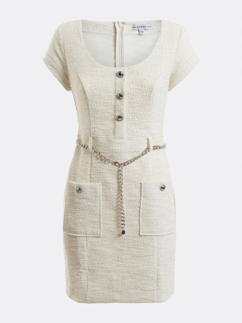 Guess Robe En Tweed Crème