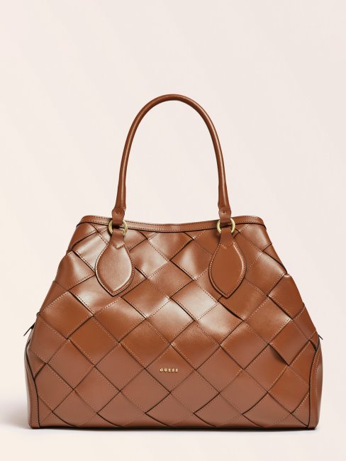 Giorgia Grand Sac à Main De Luxe En Cuir Véritable Guess Marron
