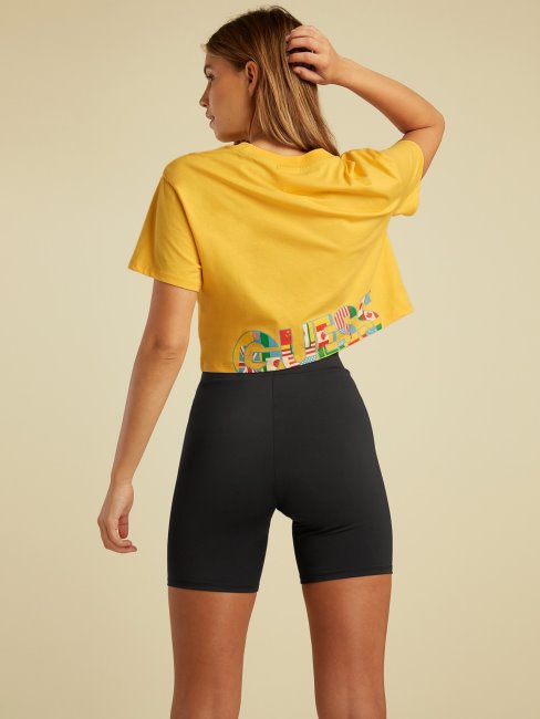 Guess Logo Sur Le Devant Crop Top Jaune