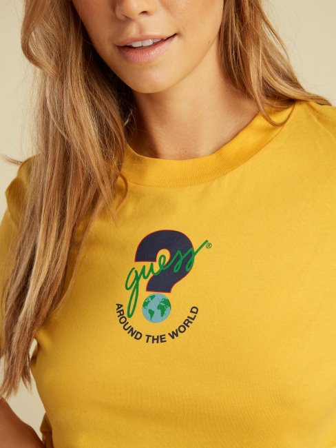 Guess Logo Sur Le Devant Crop Top Jaune