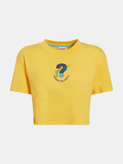 Guess Logo Sur Le Devant Crop Top Jaune