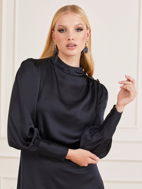 Robe En Satin Marciano Bleu Guess