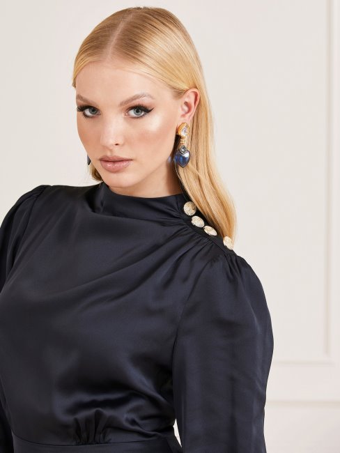 Robe En Satin Marciano Bleu Guess