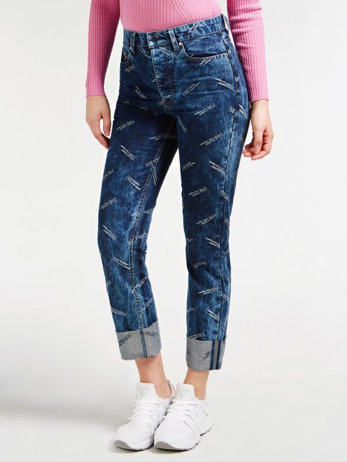 Guess Pantalon En Denim Coupe Décontractée En Fil De Lurex Bleu