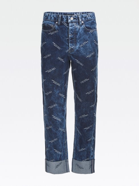 Guess Pantalon En Denim Coupe Décontractée En Fil De Lurex Bleu