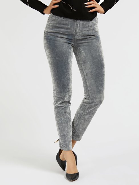 Pantalon En Jean Skinny Effet Velours Gris Guess