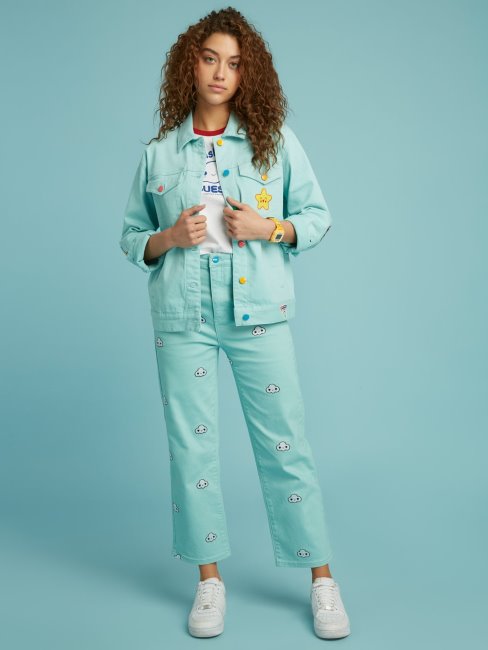 Veste En Jean Guess Patchs Bleu Clair