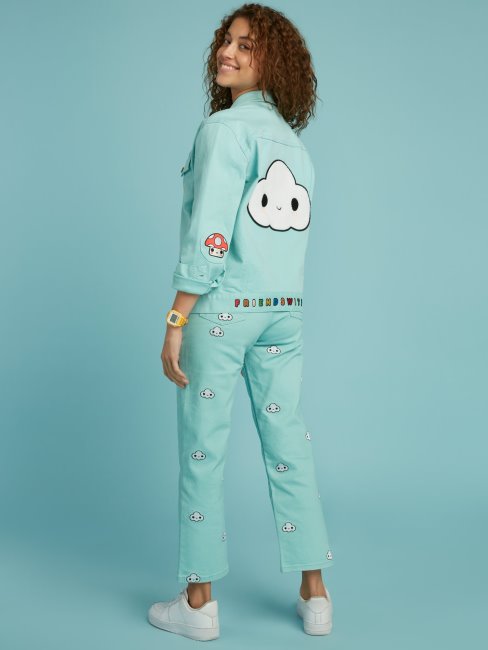 Veste En Jean Guess Patchs Bleu Clair