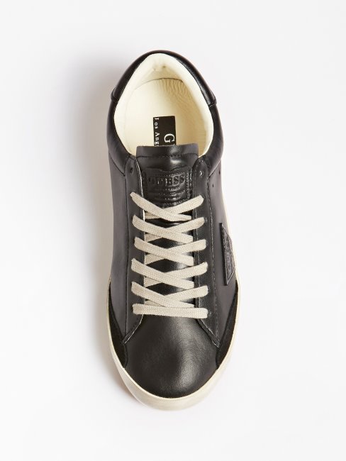 Guess Sneaker Lodi En Cuir Véritable Noir