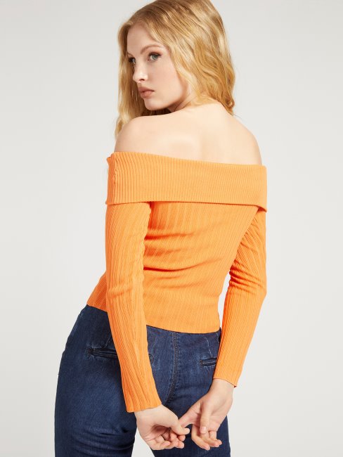 Guess Pull Orange à épaules Dénudées