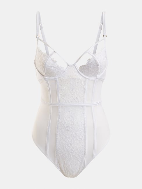Guess Corps En Filet Brodé Blanc