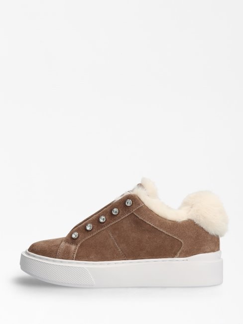 Guess Sneaker En Cuir Veritable Gris Multi Hêtre