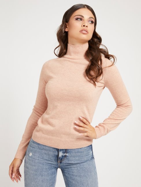 Pull Guess Beige à Col Roulé En Cachemire Mélangé