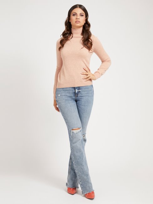 Pull Guess Beige à Col Roulé En Cachemire Mélangé