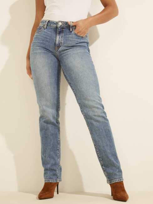 Guess Pantalon En Denim Bleu Coupe Décontractée