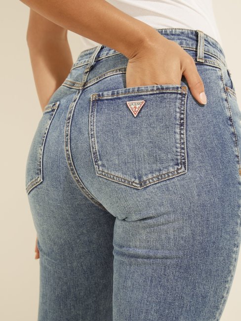 Guess Pantalon En Denim Bleu Coupe Décontractée
